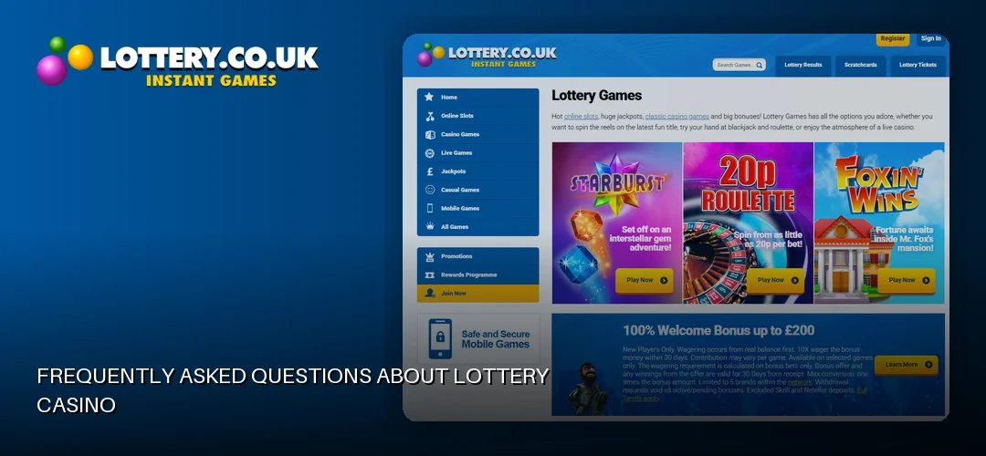 Lottery casino promotional banner
